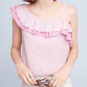 ANTHROPOLOGIE women’s Holding Horses Ruffled Linen Top Small